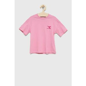 Detské bavlnené tričko Diadora ružová farba, vyobraziť