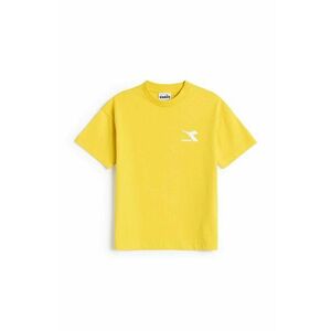 Detské bavlnené tričko Diadora žltá farba, vyobraziť