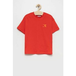 Detské bavlnené tričko Diadora červená farba, vyobraziť