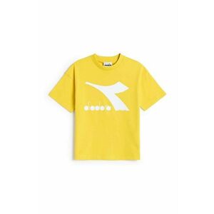 Detské bavlnené tričko Diadora žltá farba, vyobraziť