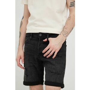 Rifľové krátke nohavice Jack & Jones pánske, čierna farba, vyobraziť