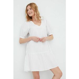 Bavlnené šaty Vero Moda biela farba, mini, áčkový strih vyobraziť
