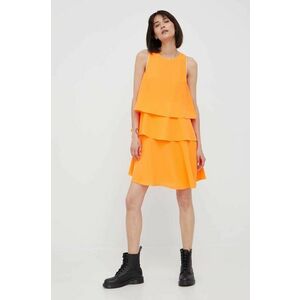 Šaty Armani Exchange oranžová farba, mini, rovný strih vyobraziť