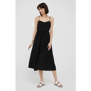Šaty Sisley čierna farba, midi, áčkový strih vyobraziť