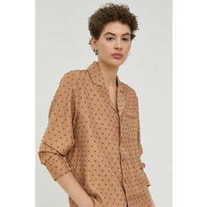 Košeľa Bruuns Bazaar dámska, béžová farba, regular, s klasickým golierom vyobraziť