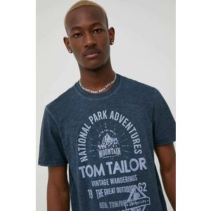 Bavlnené tričko Tom Tailor tmavomodrá farba, s potlačou vyobraziť