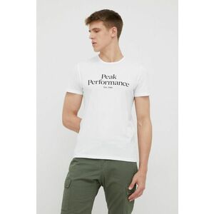 Bavlnené tričko Peak Performance biela farba, s potlačou vyobraziť