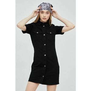 Rifľové šaty JDY čierna farba, mini, rovný strih vyobraziť