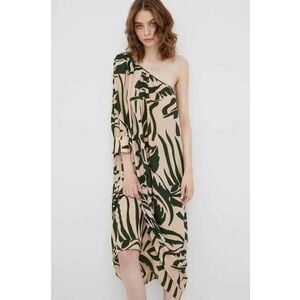 Šaty Sisley béžová farba, midi, oversize vyobraziť