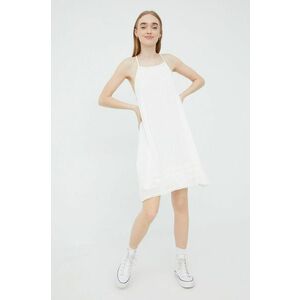 Šaty Superdry biela farba, mini, rovný strih vyobraziť
