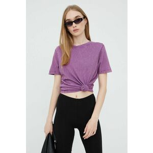 Bavlnené tričko Superdry fialová farba, vyobraziť