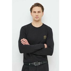 Tričko s dlhým rukávom Versace pánske, čierna farba, s potlačou vyobraziť