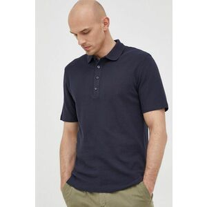 Bavlnené polo tričko Sisley tmavomodrá farba, jednofarebné vyobraziť
