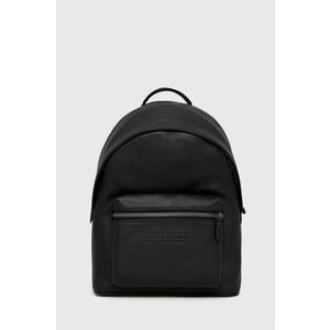 Kožený ruksak Coach pánsky, čierna farba, veľký, jednofarebný vyobraziť