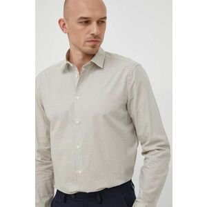 Bavlnená košeľa Sisley pánska, béžová farba, regular, s klasickým golierom vyobraziť