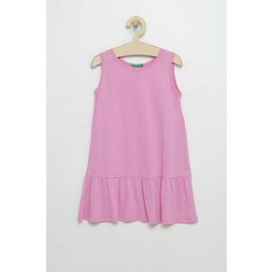 Dievčenské šaty United Colors of Benetton ružová farba, midi, áčkový strih vyobraziť