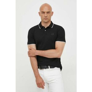 Bavlnené polo tričko Armani Exchange čierna farba, jednofarebný vyobraziť