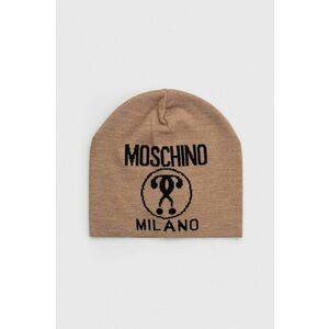 Vlnená čiapka Moschino béžová farba, vlnená vyobraziť