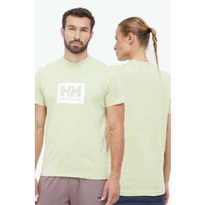 Bavlnené tričko Helly Hansen zelená farba, s potlačou vyobraziť