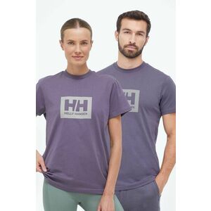 Bavlnené tričko Helly Hansen 53285-096, fialová farba, s potlačou vyobraziť