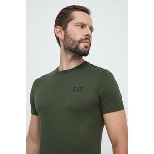 Bavlnené tričko EA7 Emporio Armani zelená farba, s potlačou vyobraziť