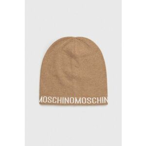 Vlnená čiapka Moschino hnedá farba, z tenkej pleteniny, vlnená vyobraziť