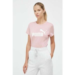 Bavlnené tričko Puma ružová farba vyobraziť