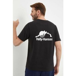 Bavlnené tričko Helly Hansen čierna farba, s nášivkou vyobraziť