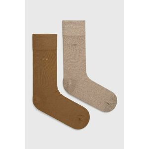 Ponožky Calvin Klein 2-pak pánske, hnedá farba vyobraziť