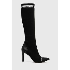 Vysoké čižmy Karl Lagerfeld dámske, čierna farba, na vysokom podpätku vyobraziť
