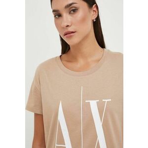 Bavlnené tričko Armani Exchange béžová farba vyobraziť
