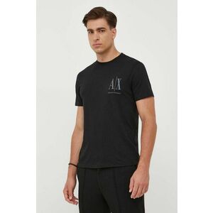 Bavlnené tričko Armani Exchange čierna farba, s nášivkou vyobraziť