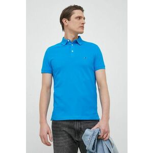 Bavlnené polo tričko Tommy Hilfiger tyrkysová farba, jednofarebné vyobraziť