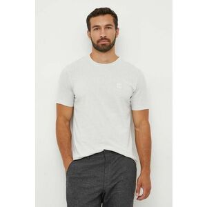 Bavlnené tričko BOSS BOSS CASUAL šedá farba, jednofarebné vyobraziť