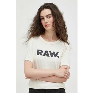 Bavlnené tričko G-Star Raw béžová farba vyobraziť