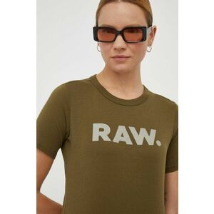 Bavlnené tričko G-Star Raw zelená farba vyobraziť