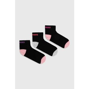 Detské ponožky Skechers 3-pak čierna farba vyobraziť