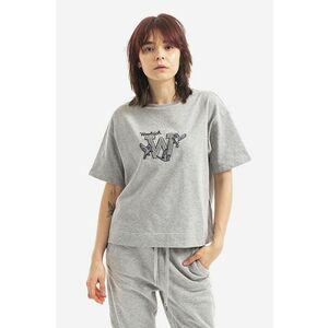 Bavlnené tričko Woolrich GRAPHIC CFWWTE0053FRUT2947-8041, šedá farba vyobraziť