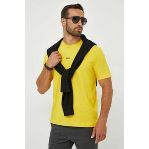Tričko BOSS BOSS CASUAL pánske, žltá farba, jednofarebné vyobraziť