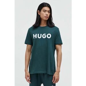 Bavlnené tričko HUGO zelená farba, s potlačou vyobraziť