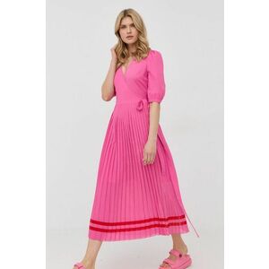 Šaty HUGO ružová farba, maxi, áčkový strih vyobraziť