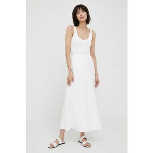 Ľanová sukňa Dkny biela farba, maxi, rovný strih vyobraziť