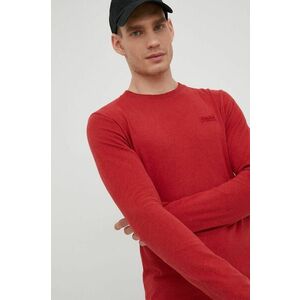 Bavlnené tričko s dlhým rukávom Superdry červená farba, melanžové vyobraziť