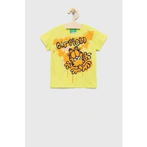 Detské bavlnené tričko United Colors of Benetton žltá farba, s potlačou vyobraziť