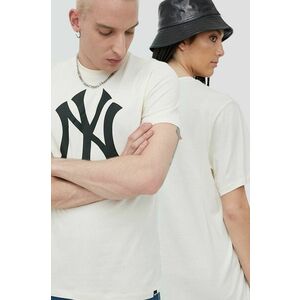 Bavlnené tričko 47brand Mlb New York Yankees béžová farba, s potlačou vyobraziť