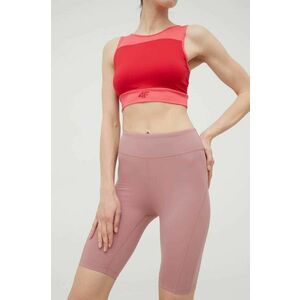 Tréningové šortky 4F dámske, ružová farba, jednofarebné, vysoký pás vyobraziť
