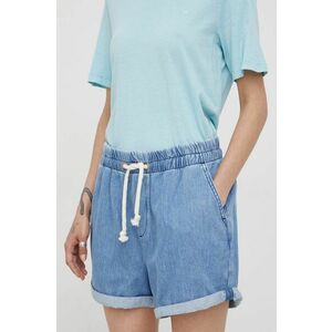 Rifľové krátke nohavice Mustang Beach Shorts dámske, jednofarebné, vysoký pás vyobraziť