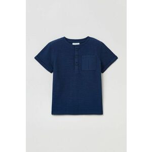 Detské bavlnené tričko OVS tmavomodrá farba, jednofarebný vyobraziť