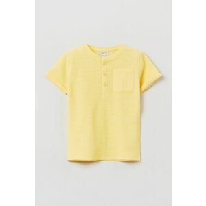 Detské bavlnené tričko OVS žltá farba, jednofarebný vyobraziť