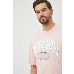 Bavlnené tričko Drykorn ružová farba, s potlačou vyobraziť